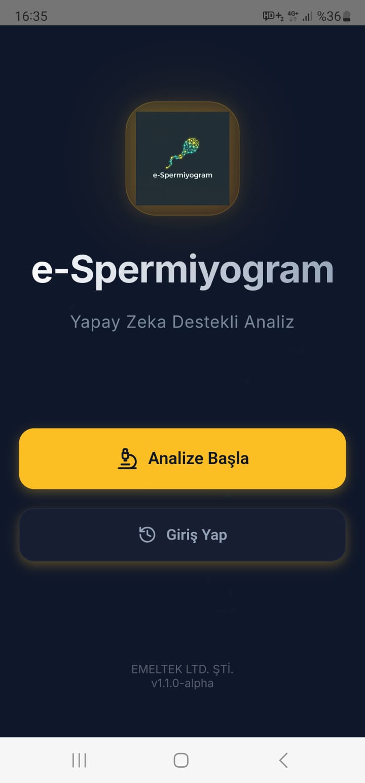 E-Spermiyogram mobil uygulama ekranı